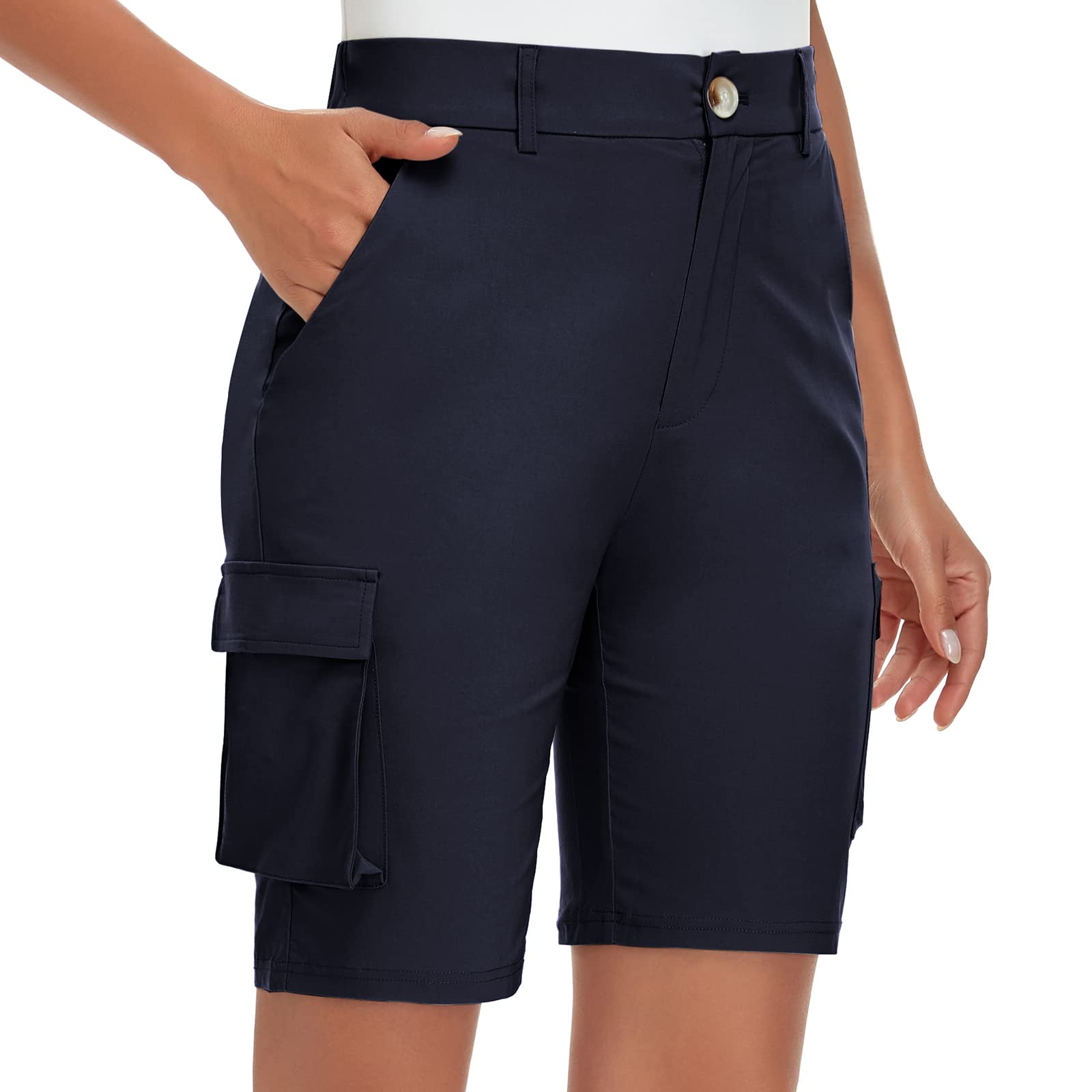 Soneven Wanderhose Damen Kurz Cargoshorts Bermuda Shorts Sommer Outdoor Trekkinghose Leichte Schnelltrocken für Wandern Golf Camping Reisen Sport