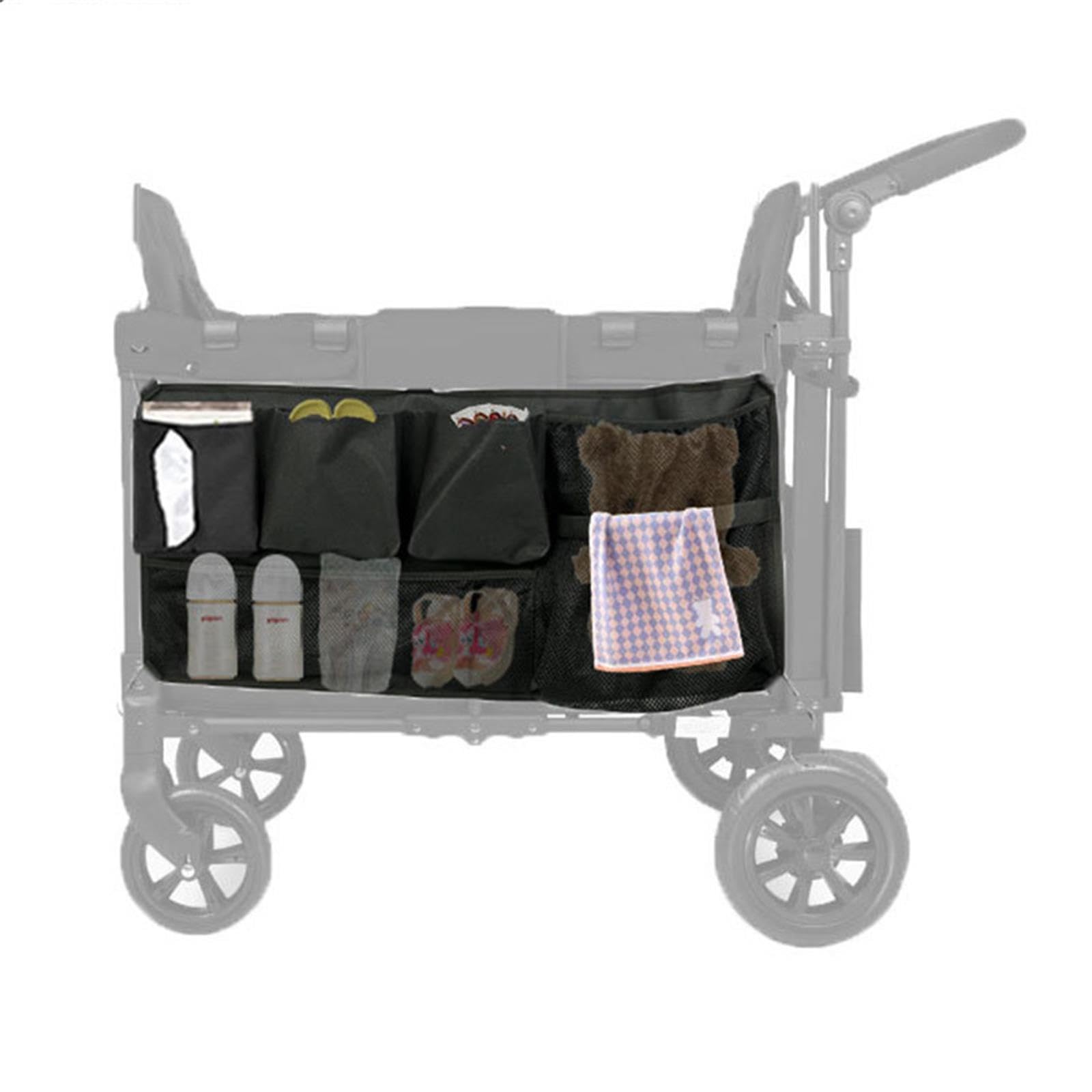 Gralara Sac Filet Pliable à Poche Latérale pour Chariot de, Grande Capacité, Idéal pour Le Camping et La Plage.