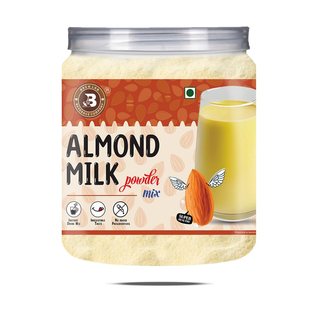 Brew Lab Almond Milk Powder Mix | Nutritious & Delicious Drink Mix Real Bits Of Badam & Elaichi | (250 g)
