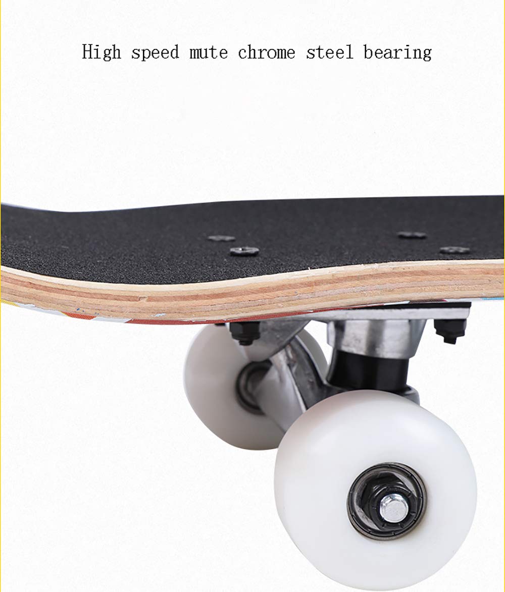 Tabla de Skate Retro, Skateboard Completo,APEC-7Mute Rodamientos +Alta Velocidad PU Rueda 7Capas Arce Tabla de monopatín, para Adolescentes Adultos Chicas Muchachos Niños