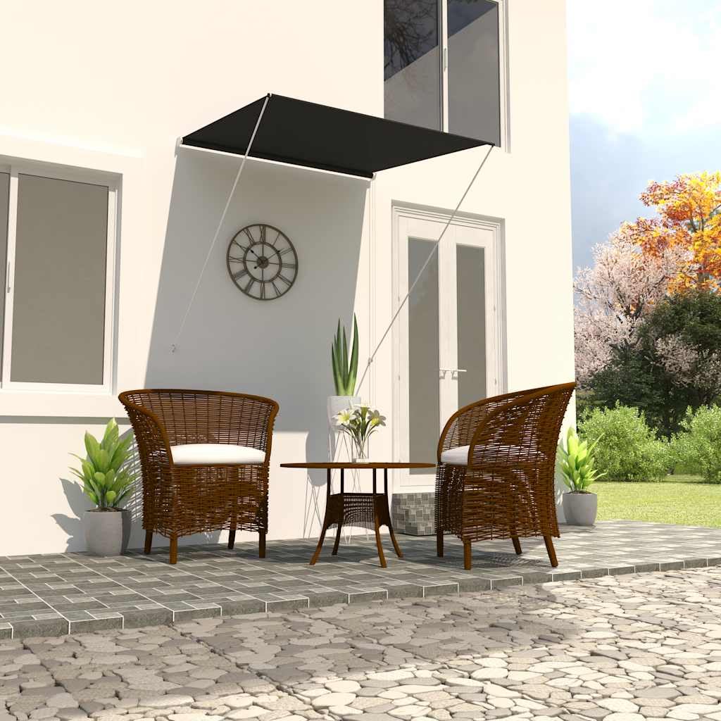 vidaXL Markise, Klemmmarkise Einziehbar, Sonnenschutz für Fenster Terrasse Balkon, Balkonmarkise Fallarmmarkise Fenstermarkise, 100×150cm Anthrazit