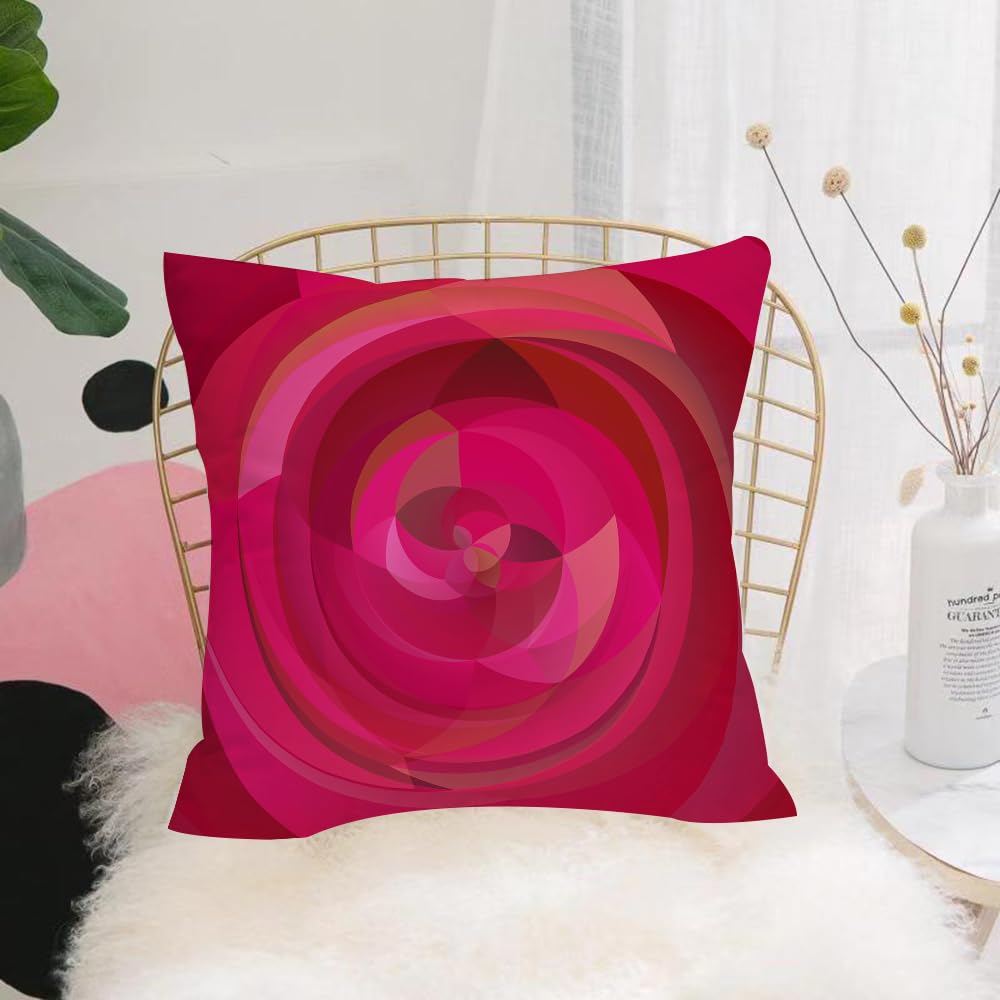 HYOSXW Cushion Cover,Throw Pillow Case Home Decorative for Living Room Bedroom Sofa Chair 16X16 Inch,Hot Pink, Abstract Vortex with Swirl Patterns,Pillowcase 40X40cm