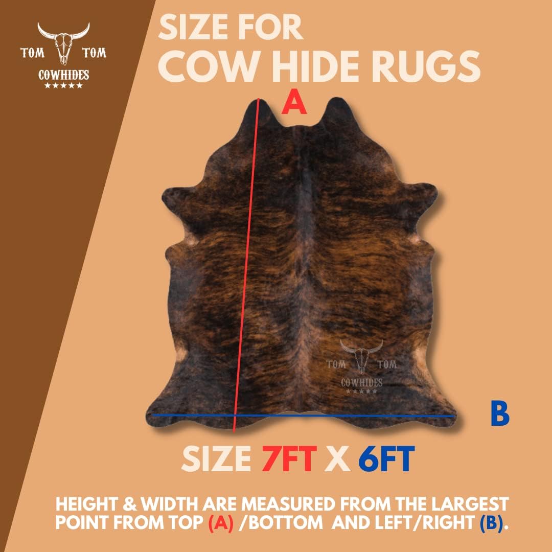 TOM TOM COWHIDES Tomtom Brindle Dark Rug 100% Natural Leather Rugs 7' x '6