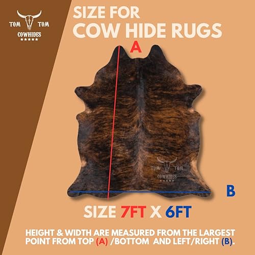 Miniatura 3 de Tomtom - Alfombra de piel de vaca oscura Brindle, alfombras de cuero 100% natural, 7 pies x 6 pulgadas