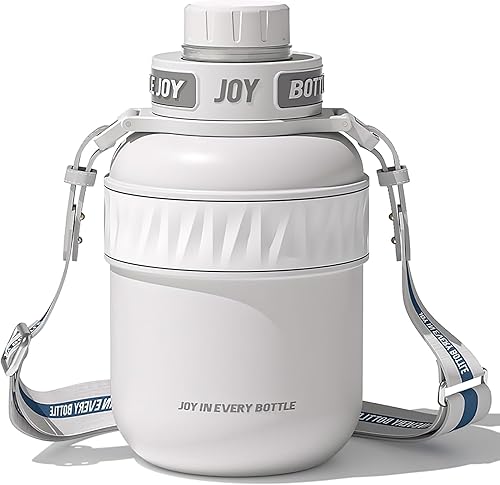 Botella de agua de acero inoxidable tapa a prueba de fugas, sorbo perfecto, doble aislamiento, ecológica, apta para lavavajillas y correa elegante