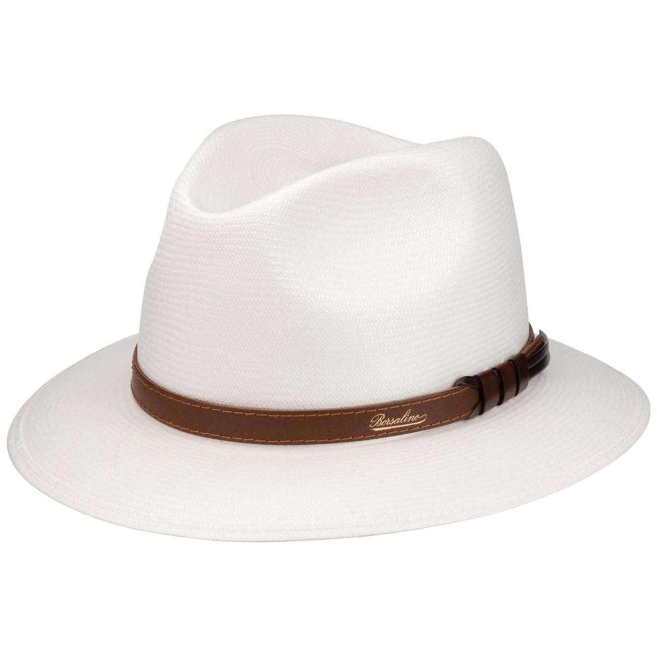 Borsalino Country Extra Fine - Cappello Panama Panama, cappello di paglia, cappello da sole, cappello estivo da donna/uomo, realizzato in Italia, con cinturino in pelle, per primavera, estate