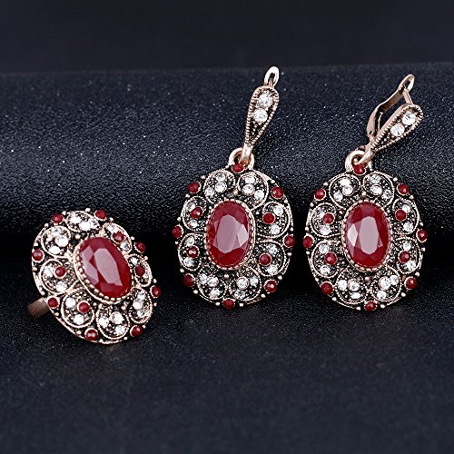 Ilh Clearance Deals Necklace+Earrings Jewelry Set Womens Bohemia Mixed Style Diamond Gems Collar Chain Necklace Earrings(Yellow) #TOP3