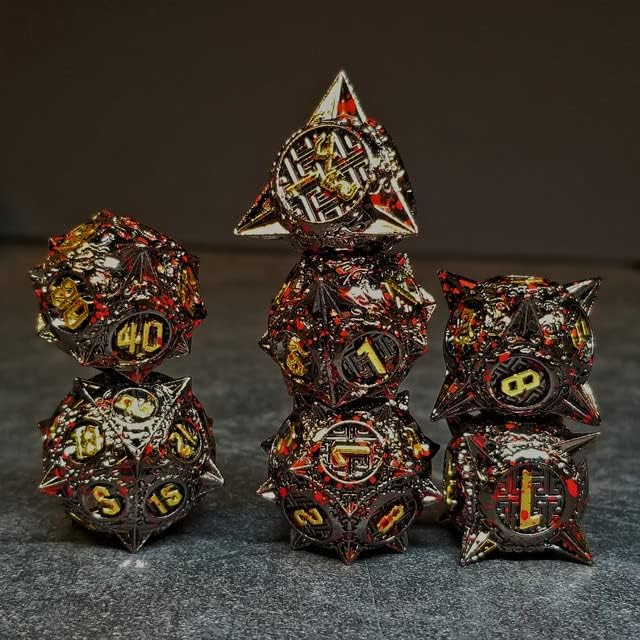 Miniatura 2 de Sage's Portal Enchanted Morning Stars - Juego de 7 dados poliédricos de metal con pinchos para Dungeons and Dragons TTRPG Pathfinder