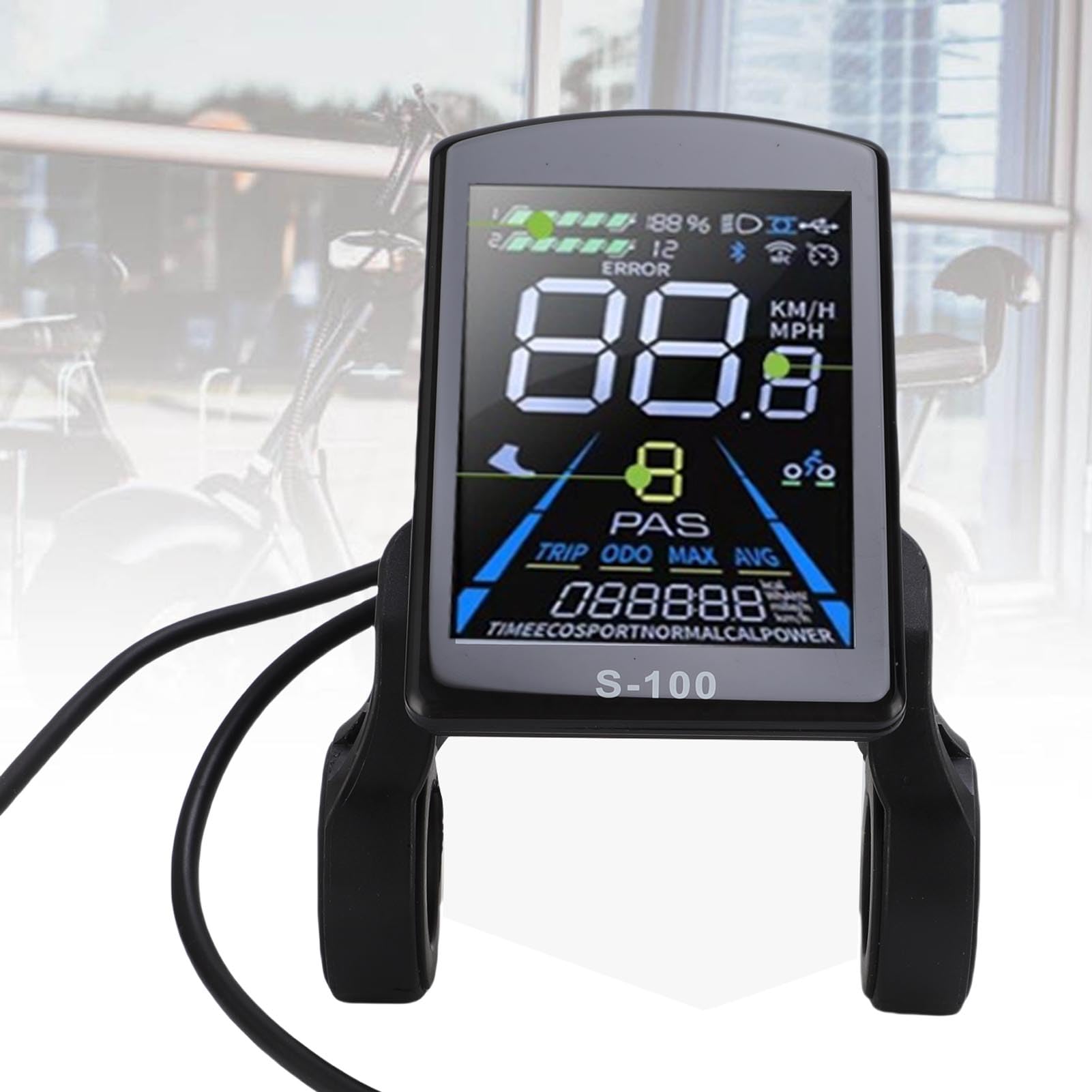 Luocute Display LCD per Bici Elettrica, Cruscotto Display LCD per Scooter con Schermo a Colori con Cavo a 5 Nuclei Resistente Alla Pioggia, Adatto per la Modifica della Bici per