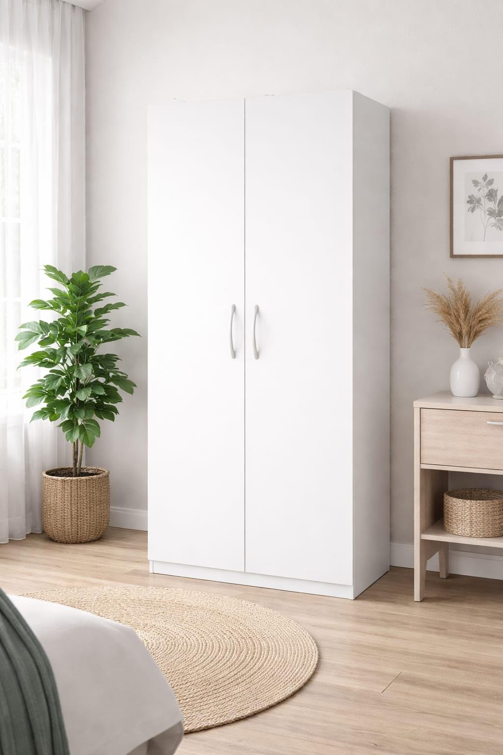 2 Door Wardrobe in Frosty White Colour for Bedroom-image-16