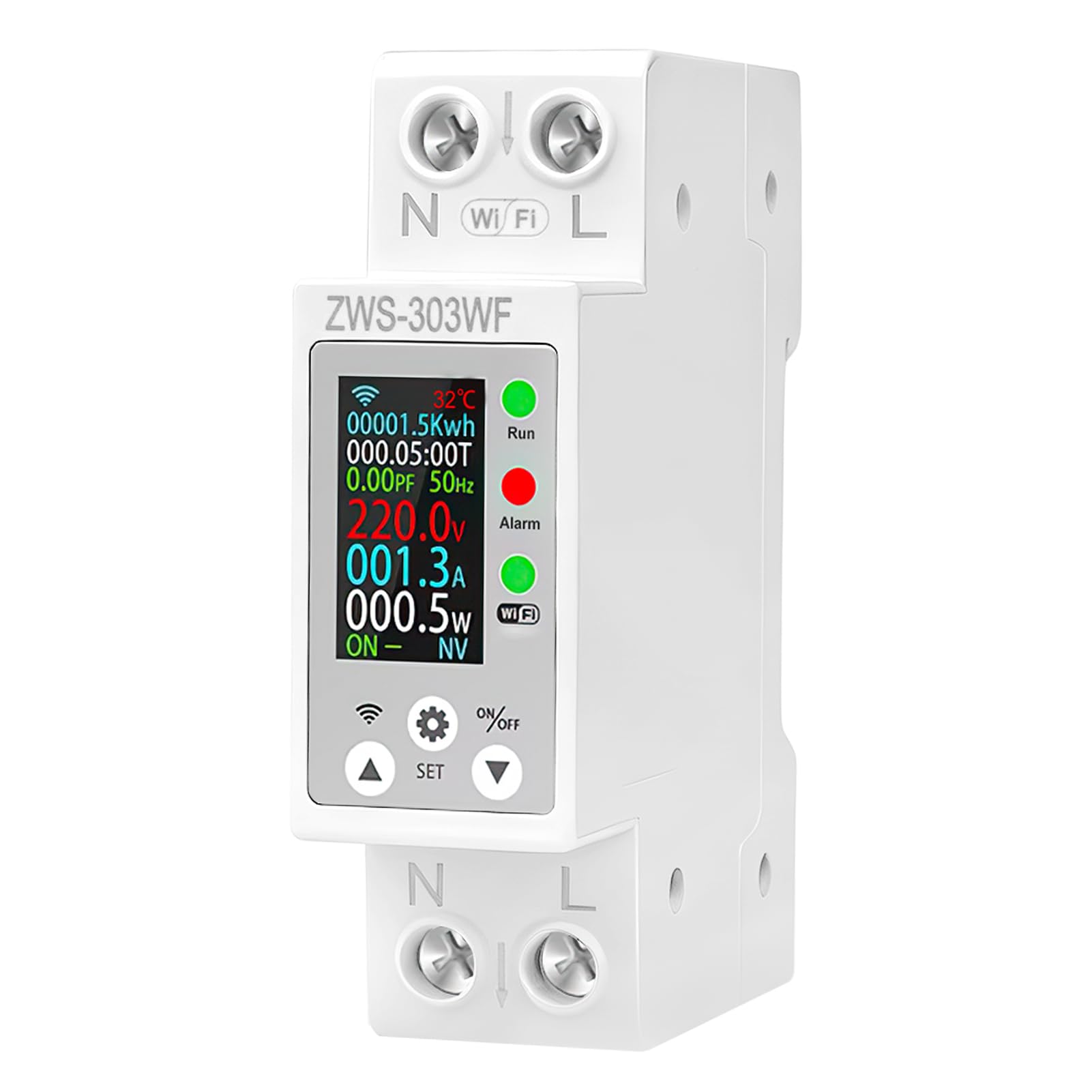 Contatore energia elettrica 63A TUYA misuratore consumo elettrico WIFI AC80-300V contatore di energia monofase Protezione contro le perdite in ritardo con sovraccarico di corrente ZWS-303WF
