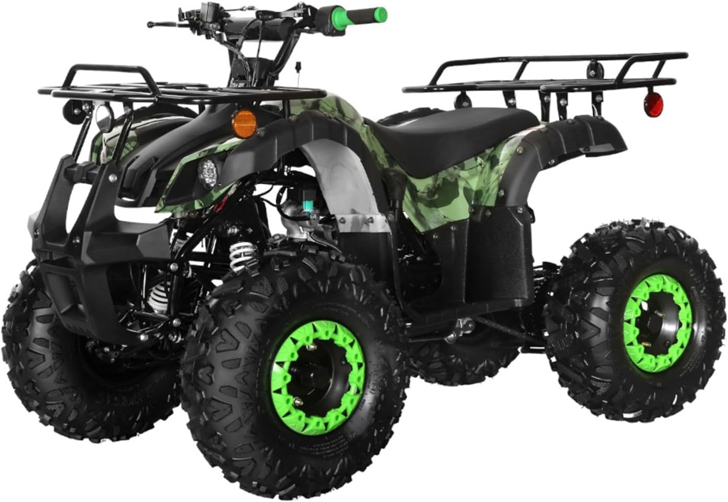 Gas 125cc ATV with Reverse Quad 4 Wheeler ATV with Headlights - Big 19"/18" Tires Off-Road Tires (Army Green, Fully Assembled)