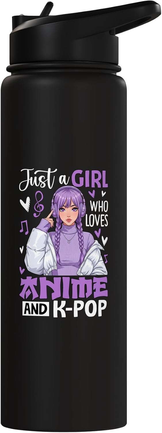 Just A Girl Who Loves Anime And K-Pop Stainless Steel Insulated Water Bottle