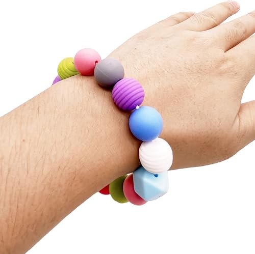 Miniatura 3 de 60 cuentas de silicona, cuentas sueltas de silicona para hacer llaveros, cuentas redondas de goma poligonales, cuentas de silicona coloridas sueltas