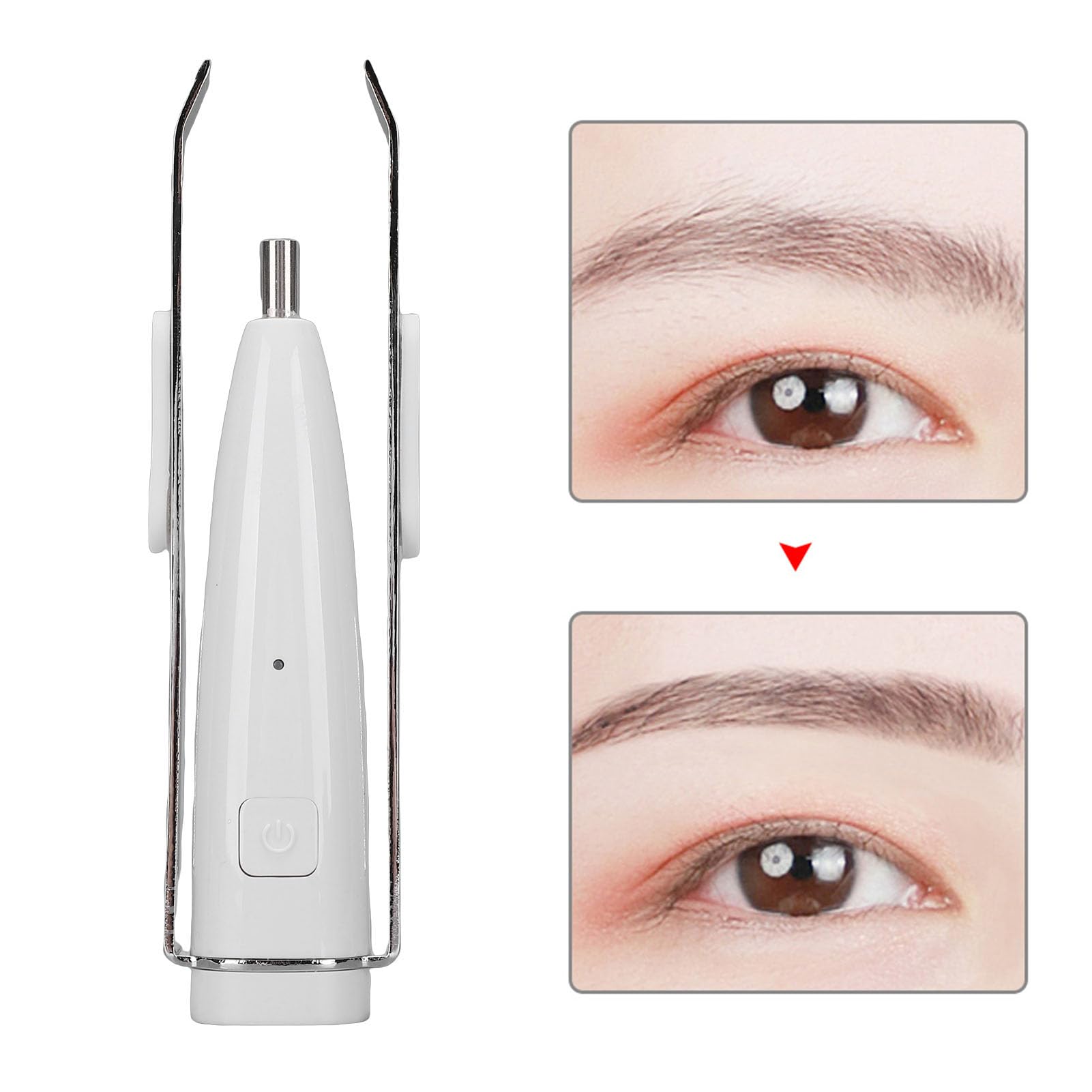 Denash Pinzette Inclinate per Fotocamera a LED, Pinzette per Sopracciglia con Luce e Ingrandimento 10X, Illuminate per Depilazione con Fotocamera per una Toelettatura Precisa (WHITE)