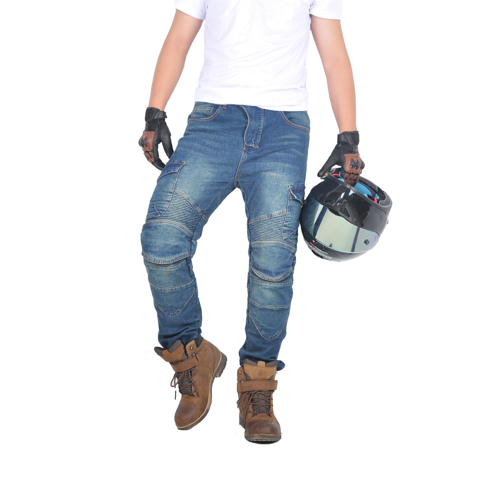 oFzimTo Motorradhose Herren mit herausnehmbaren Pads, Motorrad Jeans Stretch, Klassisch Biker Hose für Sommer und Winter