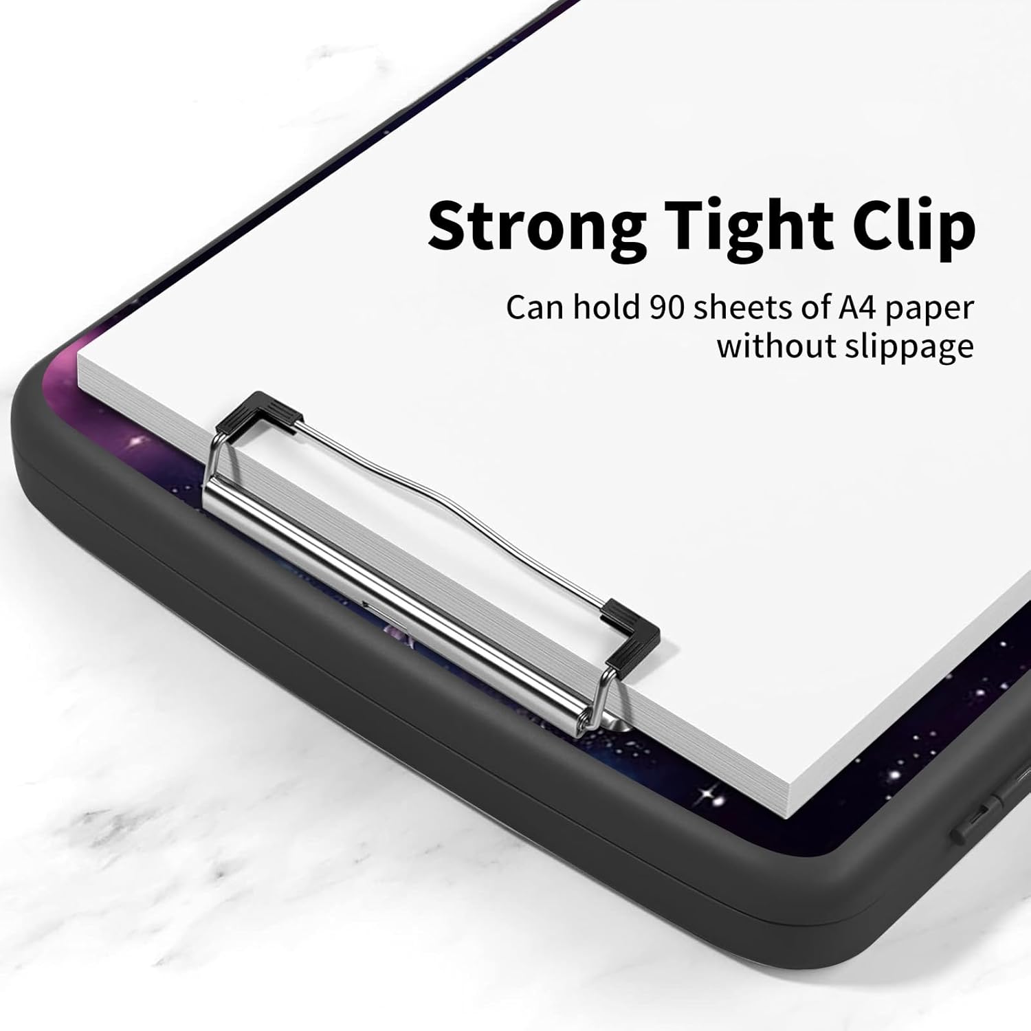 Clipboard with Storage, High Capacity Nursing Clipboards with Pen Holder, Heavy Duty Clipboards with Low Profile Clip, Clipboard Folder Side Opening, Moon Sun Stars