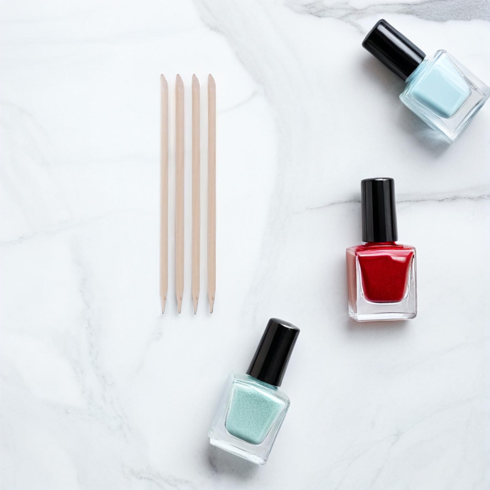 Angoily Bambus Nagelhautschieber Doppelseitig 114cm Maniküre Pediküre Zubehör Einweg Nagelpflegestift für Nagelhautentfernung und Nagelpflege Zuhause und Nagelstudio