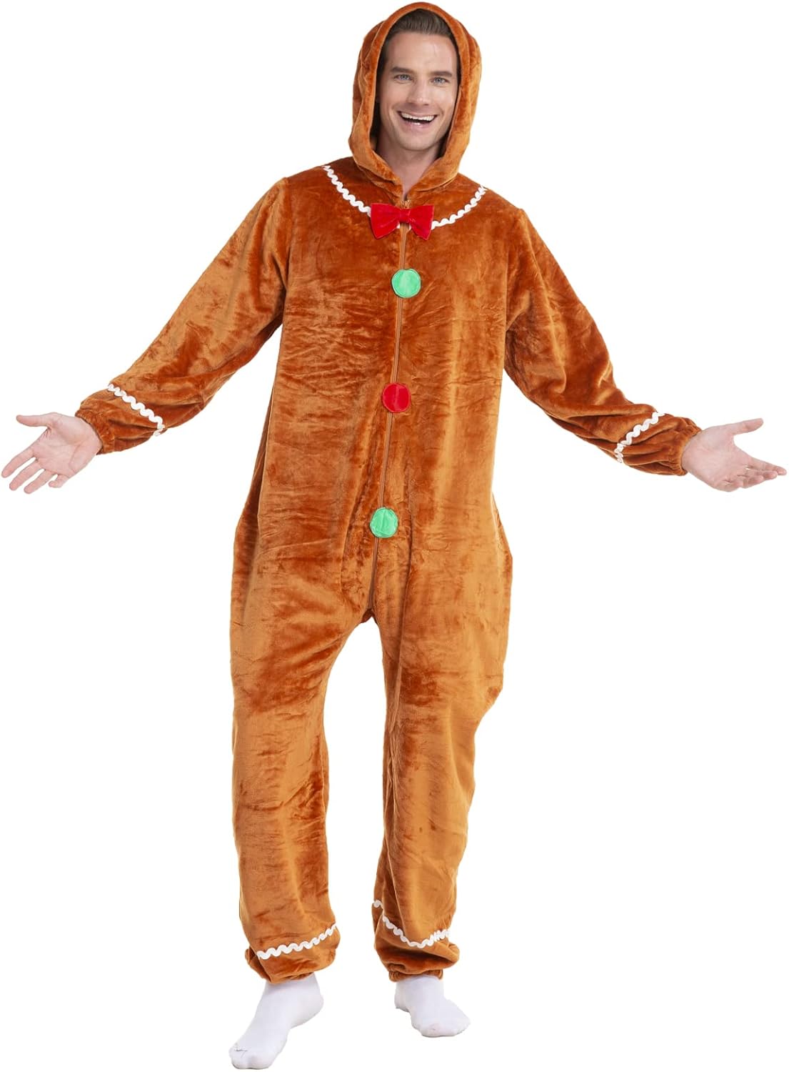 HSCTEK Adult Christmas Flannel Onesie with Hood for Women Men - Image 3