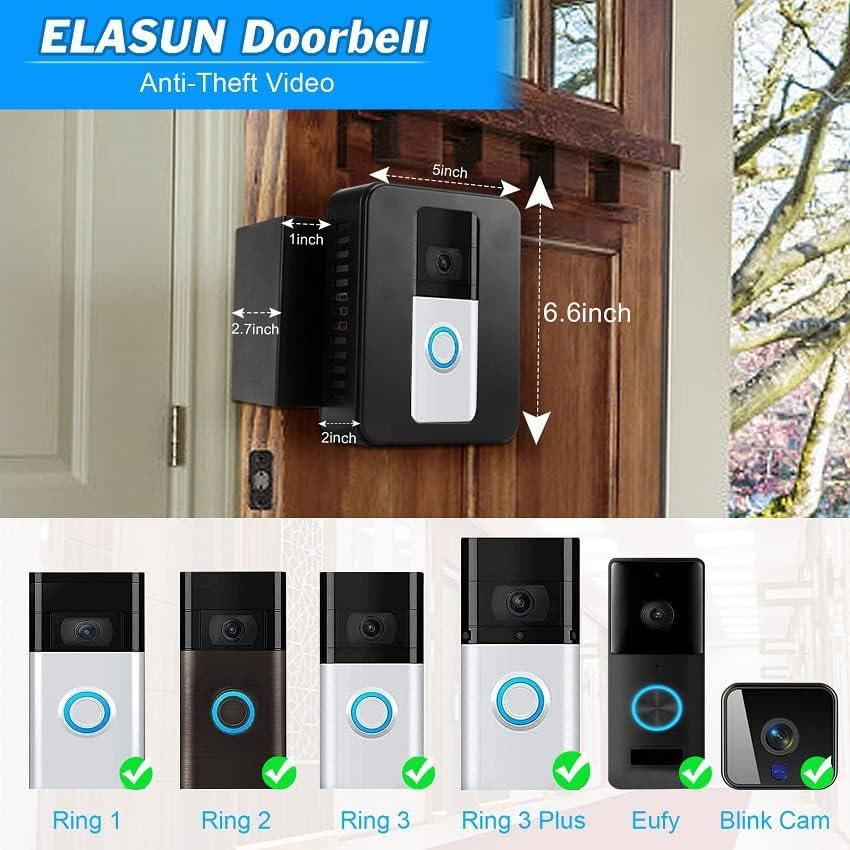 Stand for Ring Video Doorbell Outdoor/Indoor Protective Holder Camera Holder, Ring Video Doorbell Protection Frame Bracket Stand Accessories Rack, Ring Video Doorbell Wall Plate (Ring, Black) image 3