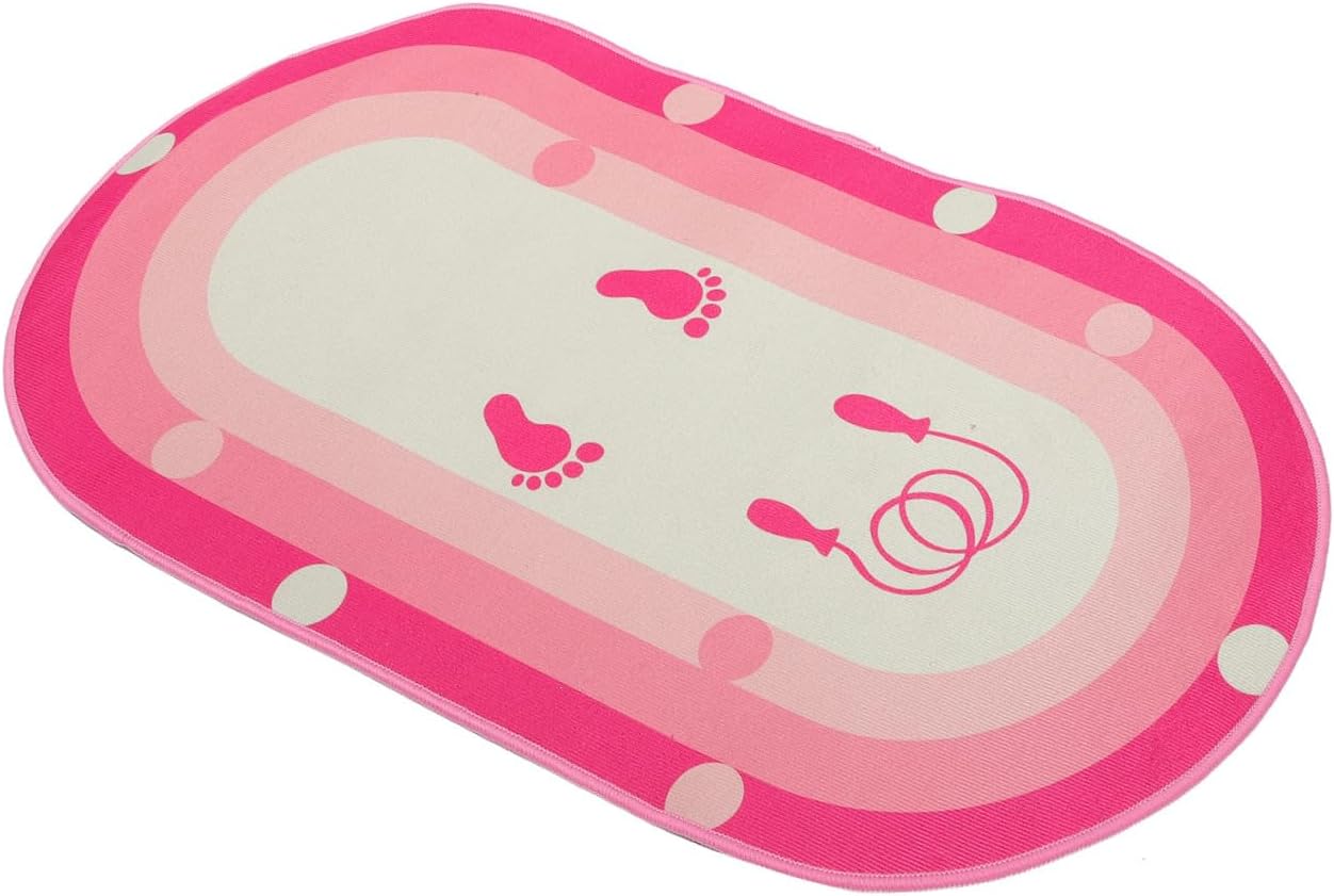 Soundproofing Training Jumping Mat with Thickened Silicone Base, Multi-function Portable Exercise Mat for Indoor Fitness and Home Workout, 50x80cm Oval Pink