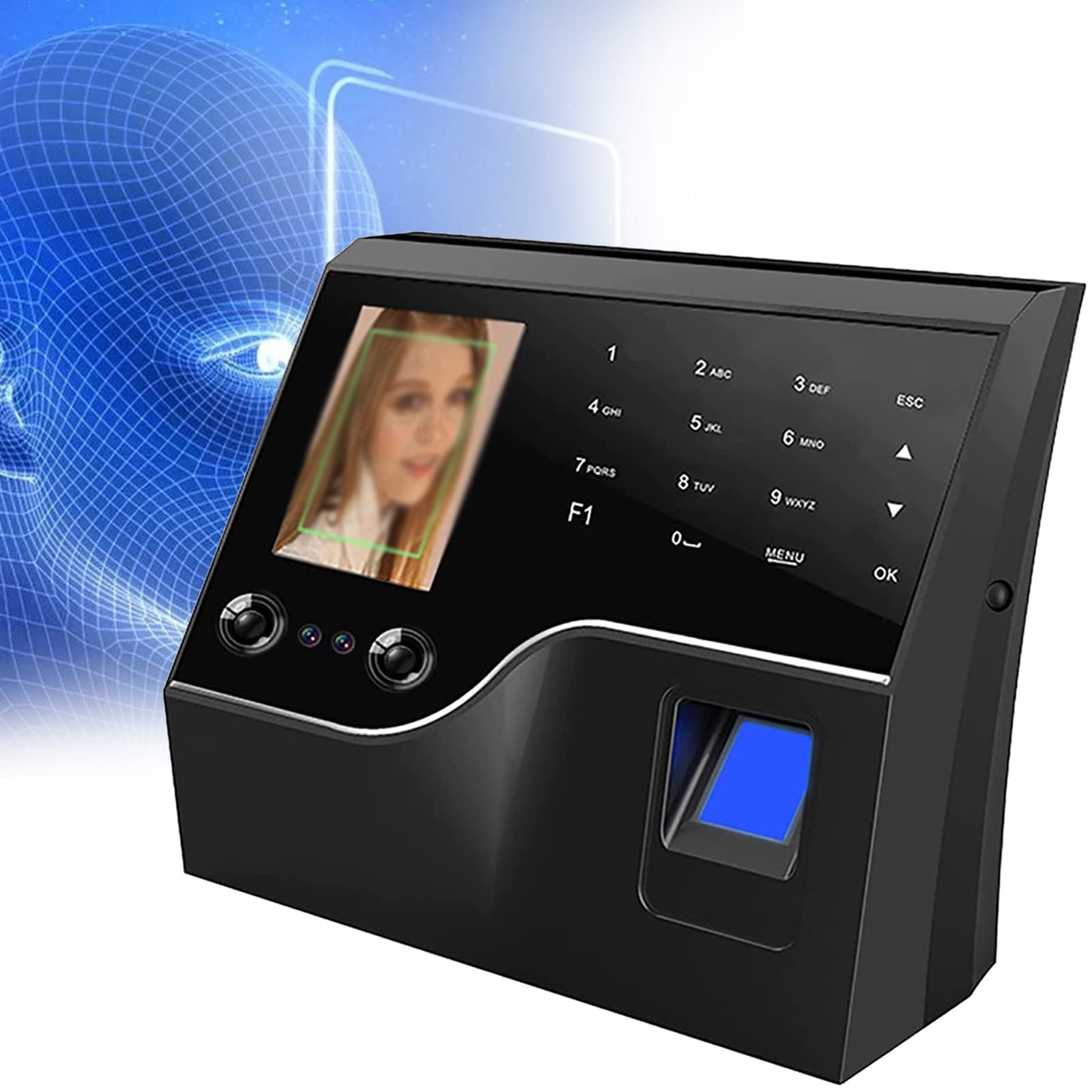 Zeiterfassungssystem Mit Gesichtserkennung,2.8In-Lcd-Display,Usb-Fingerabdruck-Anwesenheitssystem,Stechuhr,Mitarbeiter-Check-In-Recorder