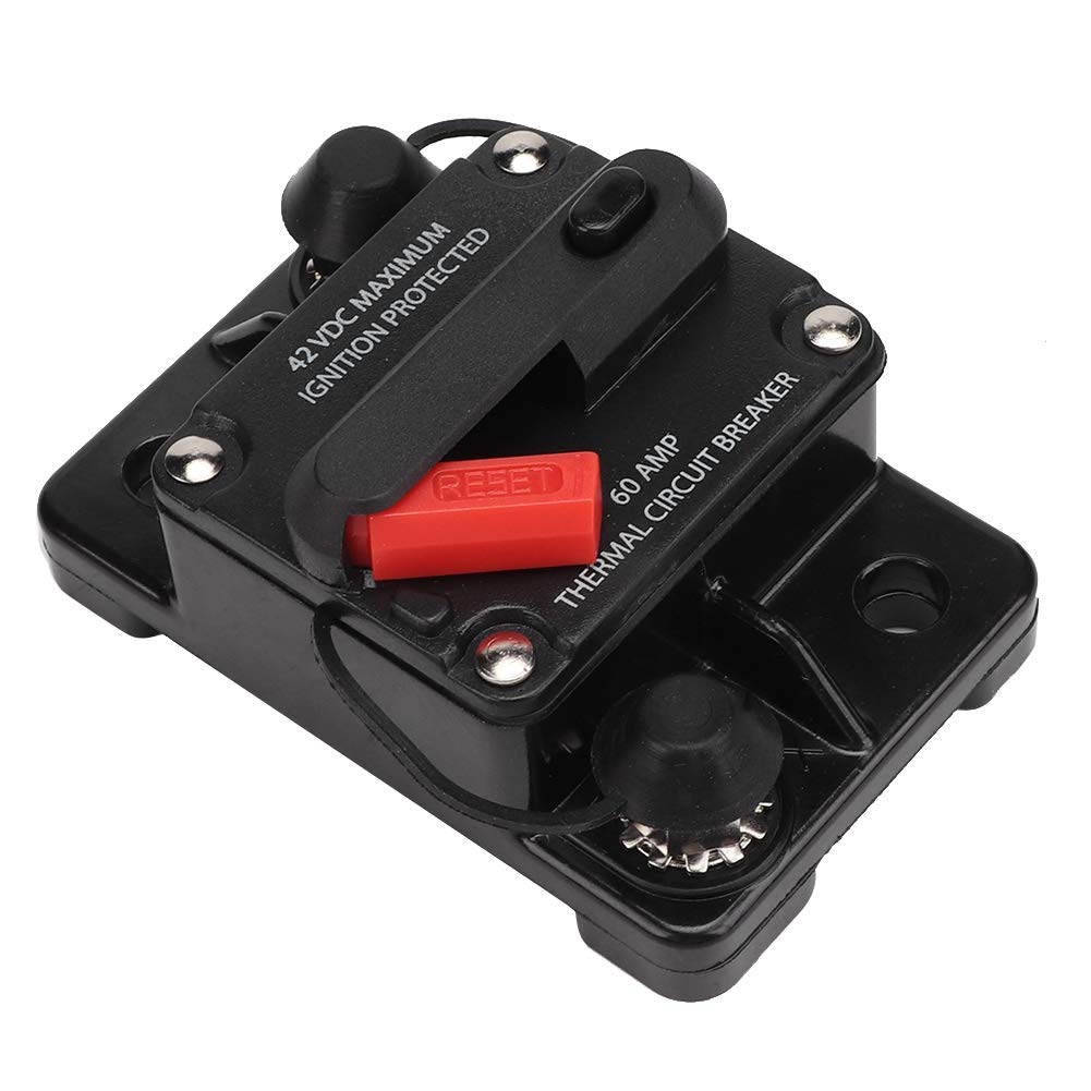 EVGATSAUTO 12V 30A/40A/60A Inline wyłącznik bezpiecznikowy falownik samochodowy stereo audio resetowalny samonaprawialny reset bezpiecznika (60A)