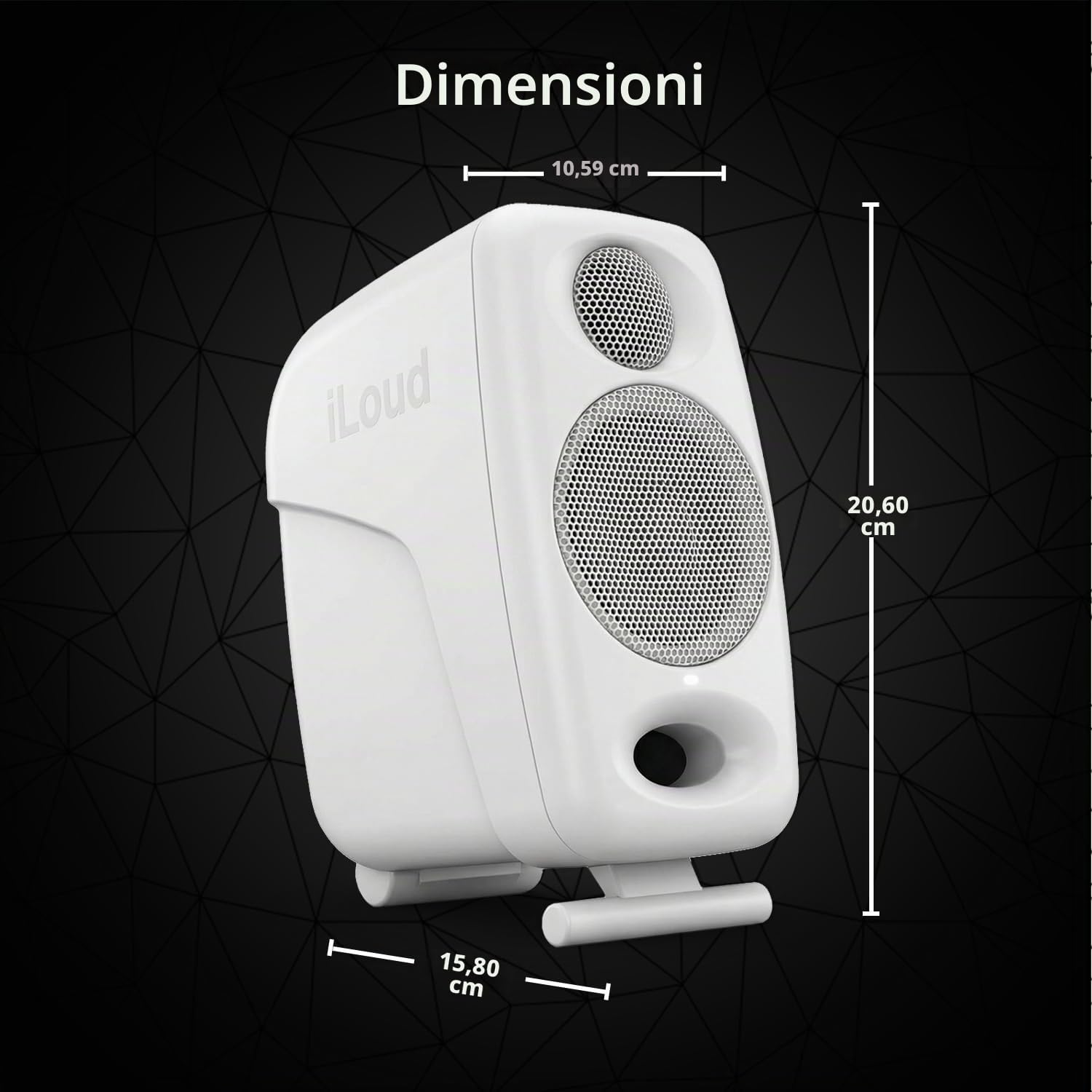 IK Multimedia iLoud Micro Monitor Pro White (coppia) 50 Watt Portatile & Potente Monitor Studio di Riferimento, Amplificatore Classe D Ad Alta Efficienza, Driver Personalizzati per Mixaggio Musica
