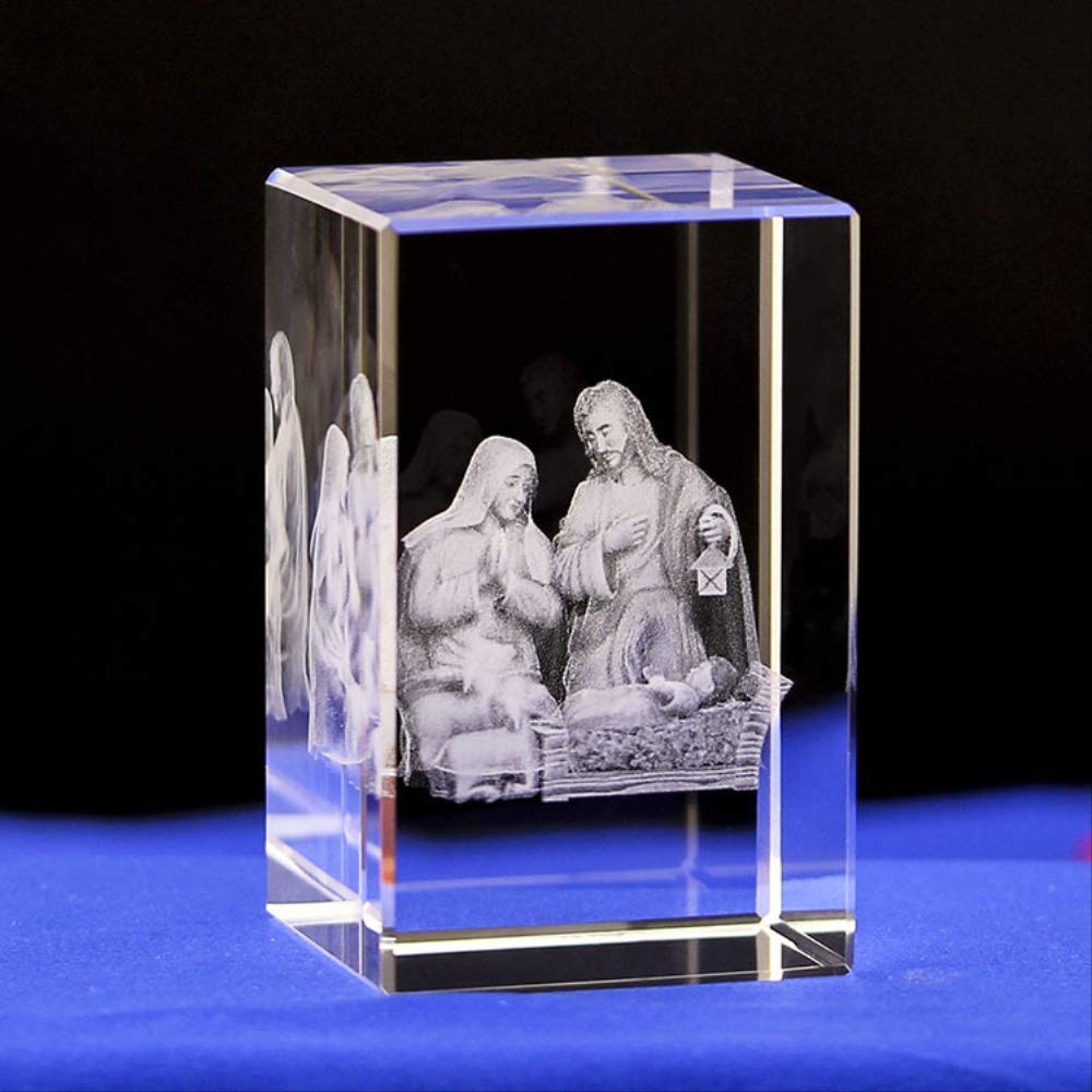 Xzeit Estatua de Cristal, Arte de Cristal en 3D, Estatuas y Figuras de Cristal, Arte de decoración de Cristal, Tallado Interior 3D Creativo, Adornos Cristianos for el hogar de Cristal de Jesús