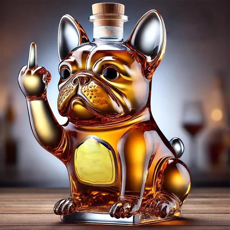 Carafe à whisky bouledogue en verre soufflé 300ml pour décoration de bar