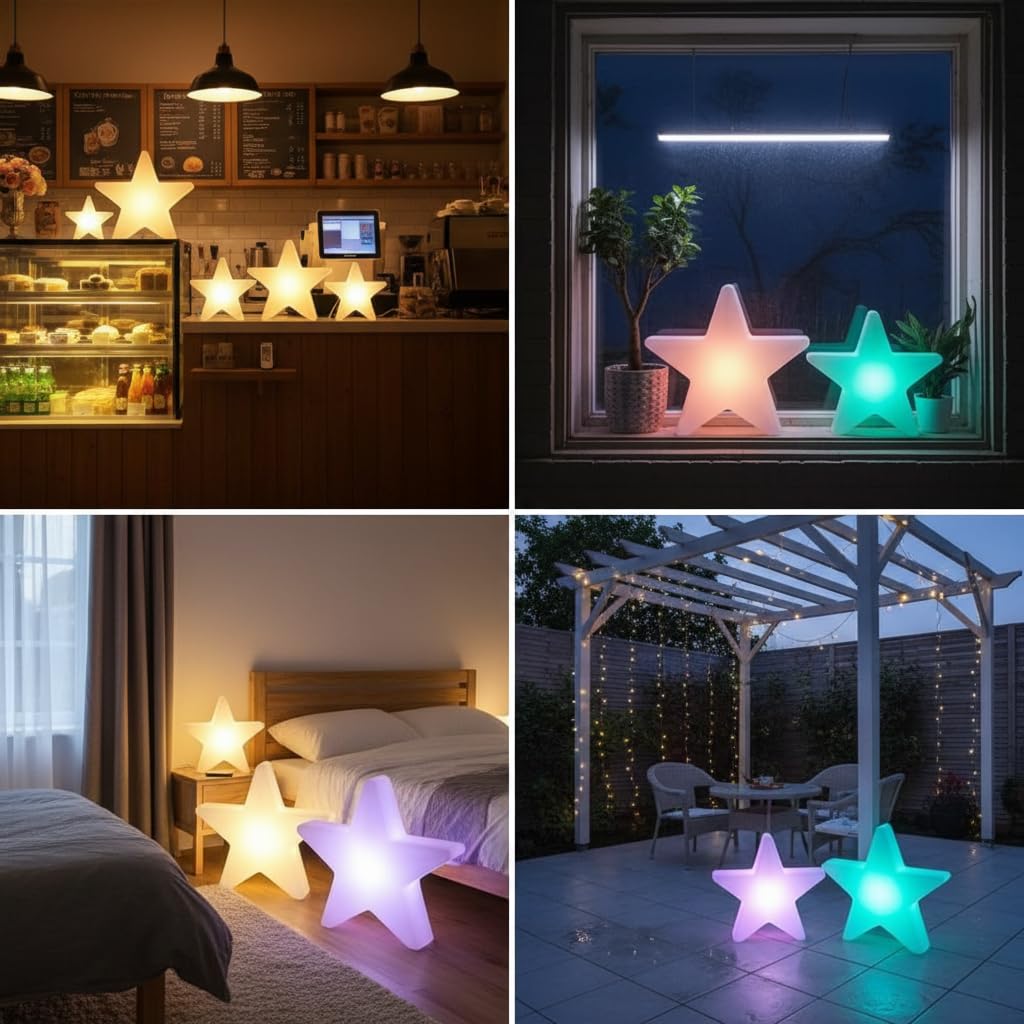 Luce a stella da 40,6 cm, in robusto materiale PE, luce notturna per bambini, lampada per bambini con porta di ricarica USB, 16 colori e 4 effetti di luce, lampada a forma di luna per asilo nido