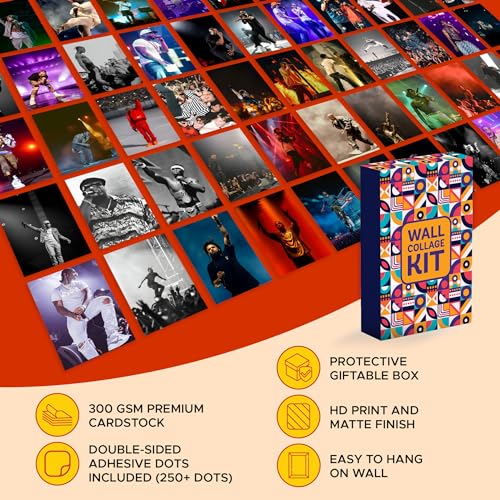Image of CodersParadise Pack of 54 Hip Hop Rapper Wall Collage Kit Posters - 4 x 6 Inches Posters for Wall Decoration - Wall Art For Bedroom, Office, Living room, Dorm room - Glue Dots Included