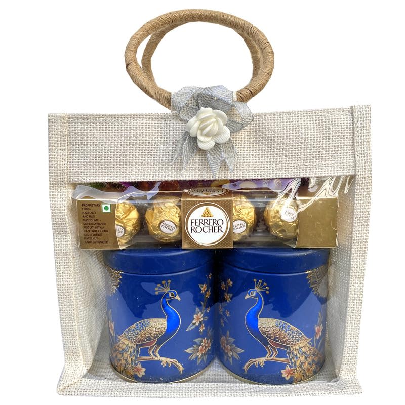 Image of NUTRI MIRACLE Rakhi & Dry Fruit Combo Gift Hamper for Brother with Tilak Set, Assorted Chocolates and Greeting Card