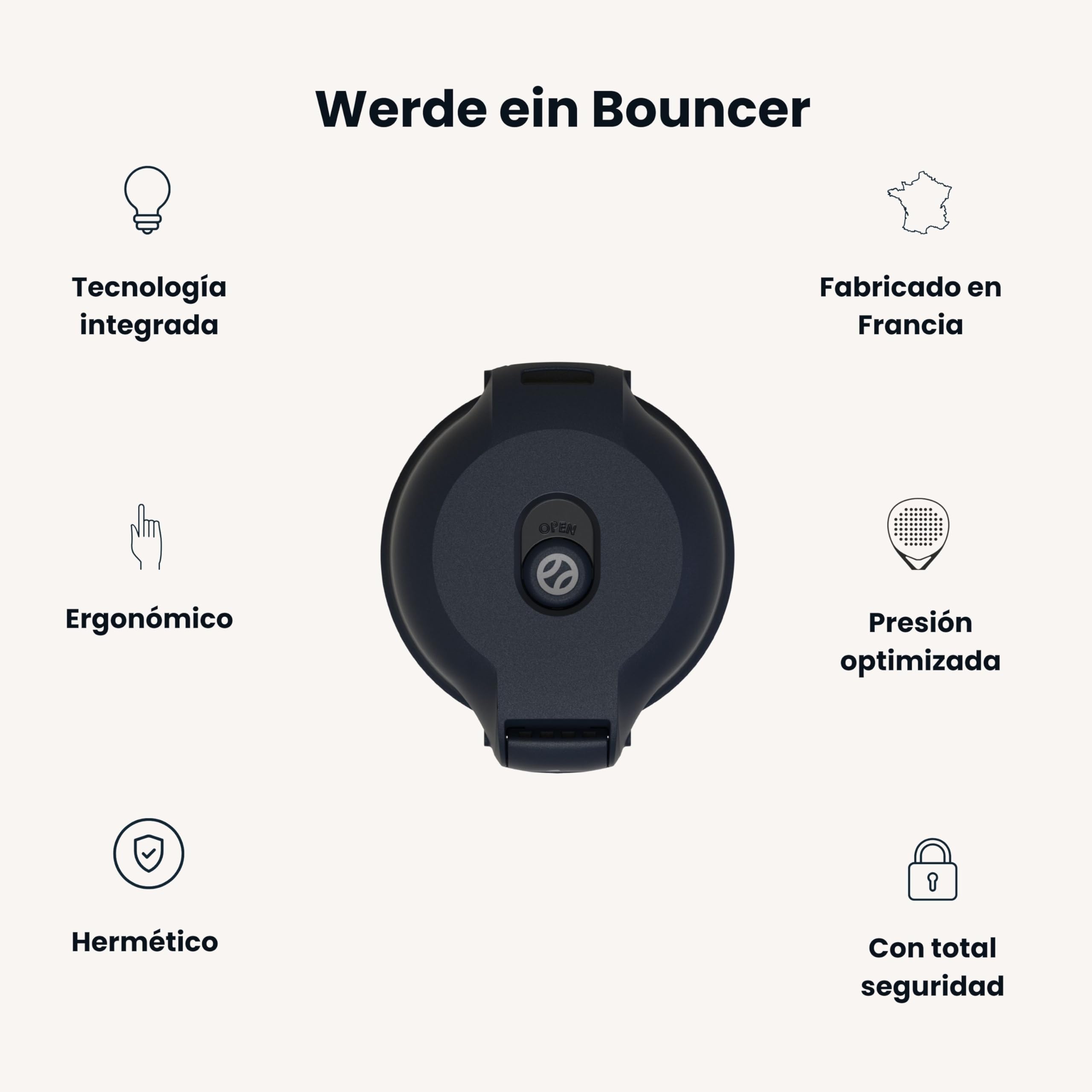 Bounce Tube – Presurizador de Bolas de pádel y Tenis – Vida útil x3 – Rebote conservado – Bomba integrada – Made in France