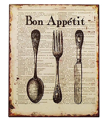 Blechschild Bon Appétit Besteck Retro Küche Vintage-Dekoschild Nostalgie 25x20cm