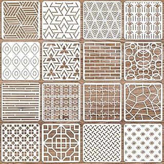 OOTSR 16Pcs Drawing Painting Stencils Set, Stencils for Crafts Reusable, Plastic Drawing Painting Stencils Wall Stencils Templates for DIY Wall Art Scrapbook-20x 20cm