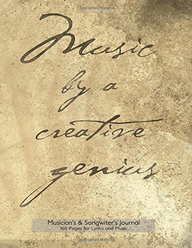 Musician's and Songwriter's Journal 160 pages for Lyrics & Music: 8.5”x11” manuscript notebook for composition and songwriting, grunge parchment ... pages - ruled page on left, 8 staves on right