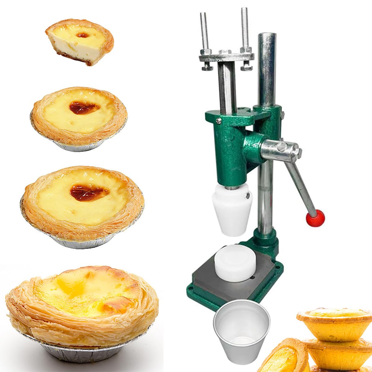 Macchina per la preparazione di crostate all'uovo, strumento manuale per gusci di crostate alla crema pasticcera, dispositivo di formatura portatile, perfetto per cuocere torte e gusci di waffle