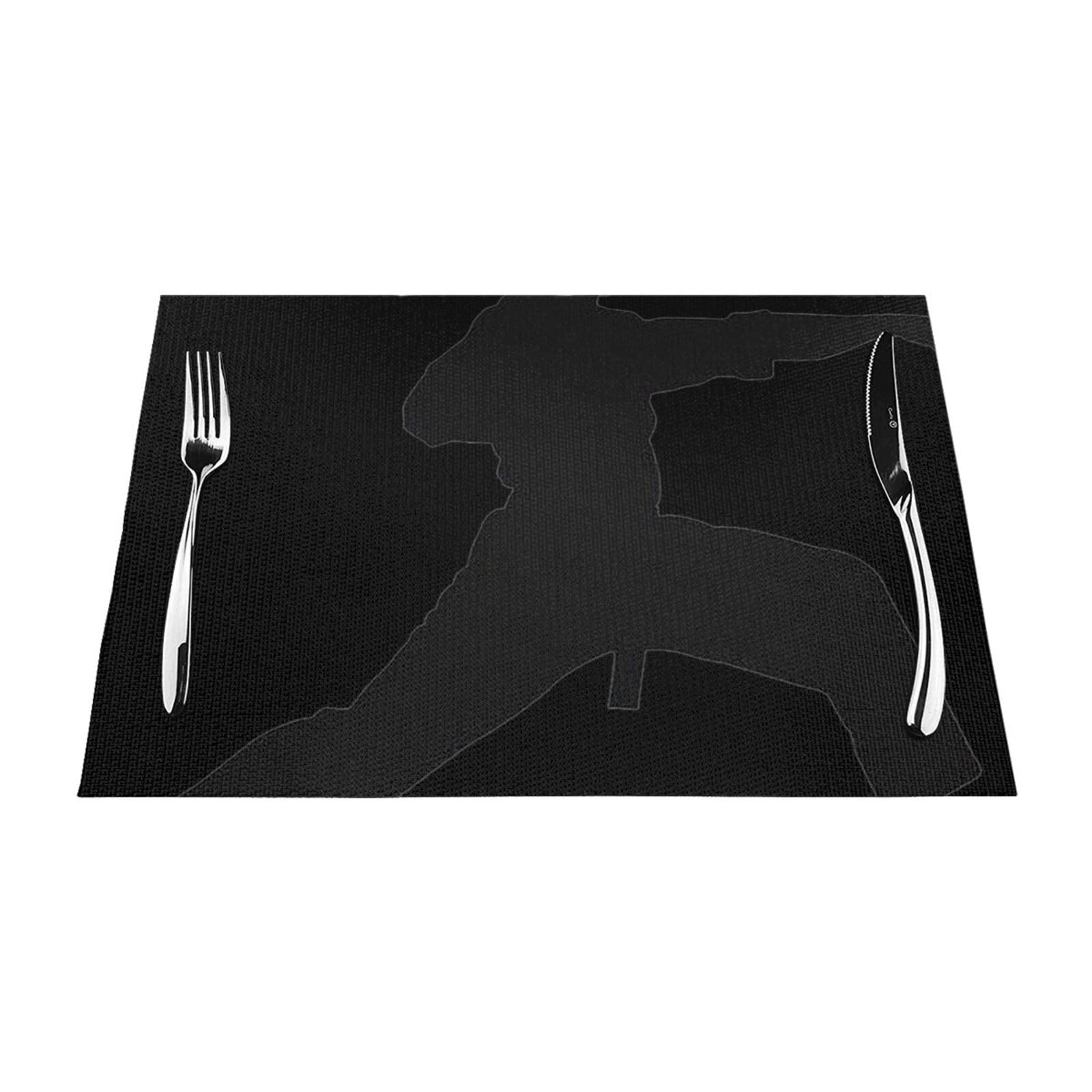 PVC Placemat Set of 4 PCS, 45x30 CM, karates Printed Non-Slip Heat Resistant Place Mats for Kitchen Dining Table Indoor Outdoor