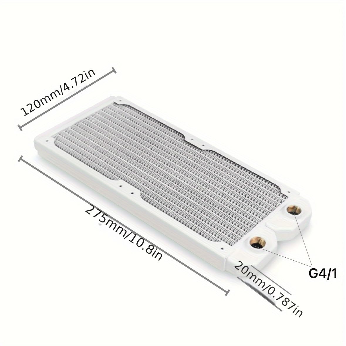 Generic Radiatore per PC da 20 mm di spessore, sistema di raffreddamento a liquido, doppia filettatura G1/4 per raffreddamento ad acqua del computer, bianco (360 mm)