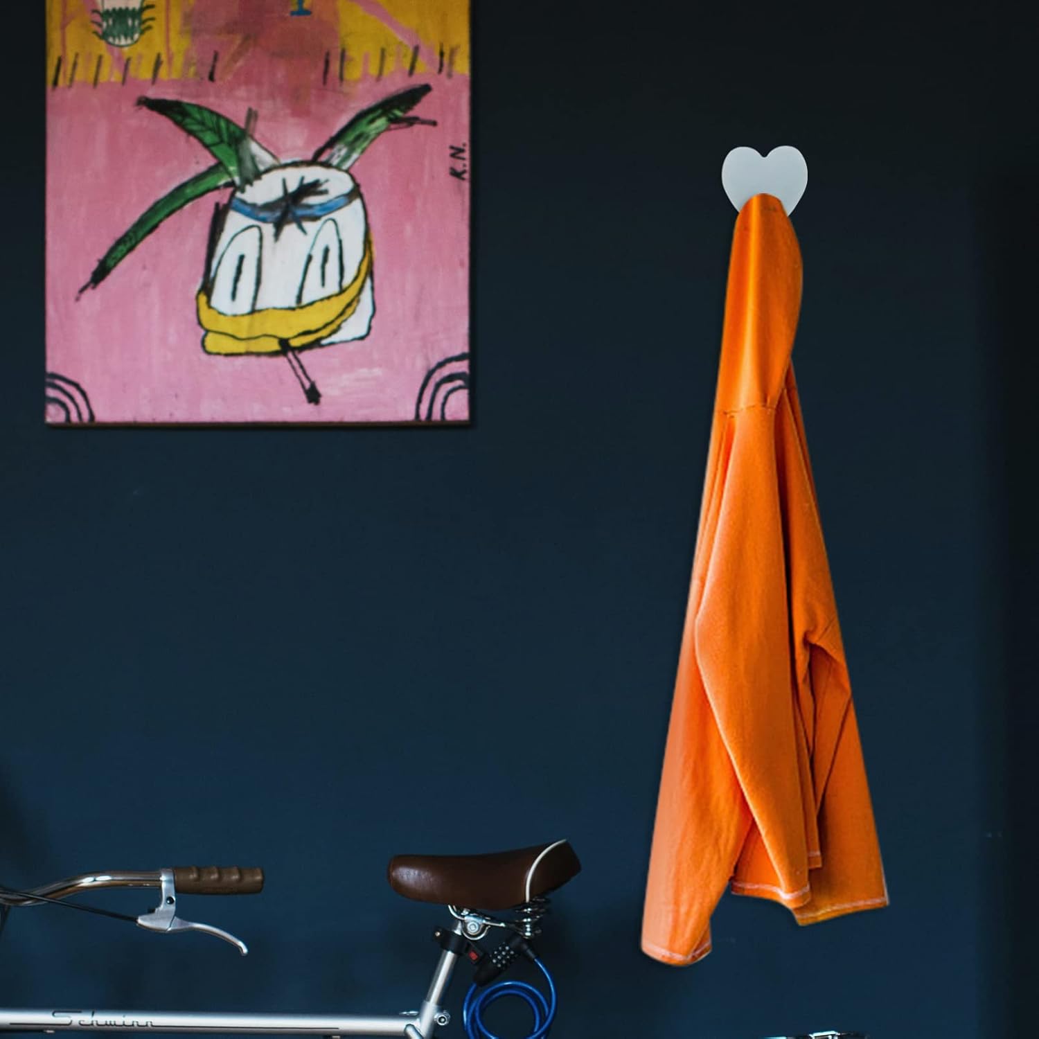 YARNOW 12 Pcs Strong Adhesive Hooks| Heart Shaped Decorative Wall Hooks for Robe Coat Towel Keys Bags Christmas Lights- Home Kitchen Bathroom Office (White) : Home & Kitchen