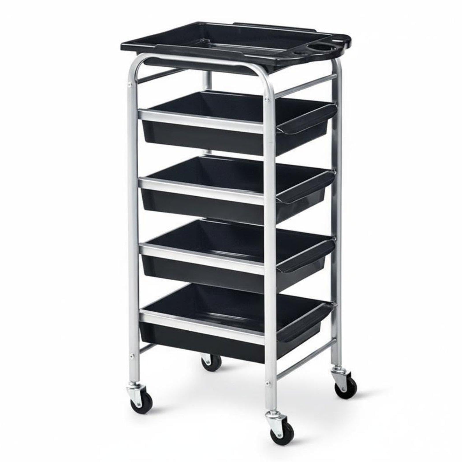 CALANDIS Hairdressing Trolley Multifunctional Salon Rolling Cart Detachable Drawers Barber Tool Trolley for Hair Stylists, Spa Technicians, Barbershop, Home Silver Iron Wheel-picture-53