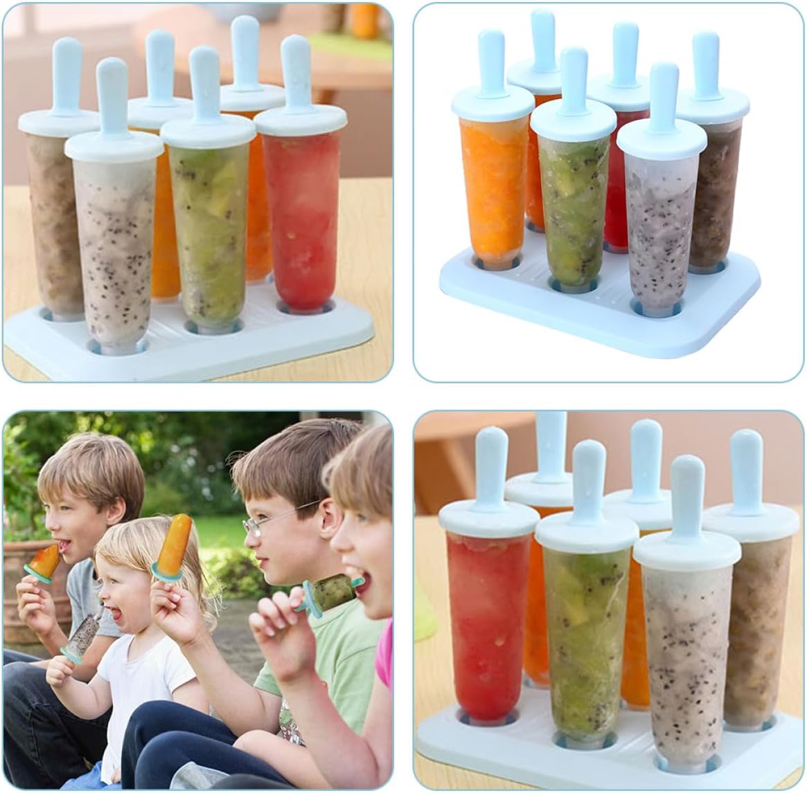Blue Ice Pop Mold 6pcs Food Grade PP for Summer Parties