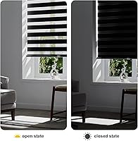 Vista 5 de Persilux - Persianas sin cordones con diseño de cebra para ventanas con función Free-Stop, persianas enrollables con control de luz para día