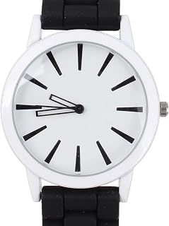 Qtqgoitem Women Silicone Strap Sports Round Dial Analog Quartz Wrist Watch Black (Model: 5f2 9e3 1c6 92c 6bb)