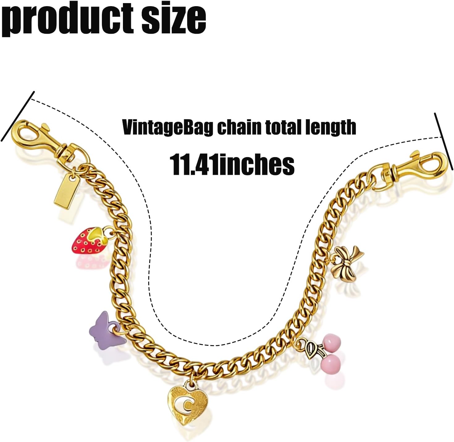 Cute Cherry Gold Bag Charms Wallet Chain Keychains Purse Accessories For Women - Image 2