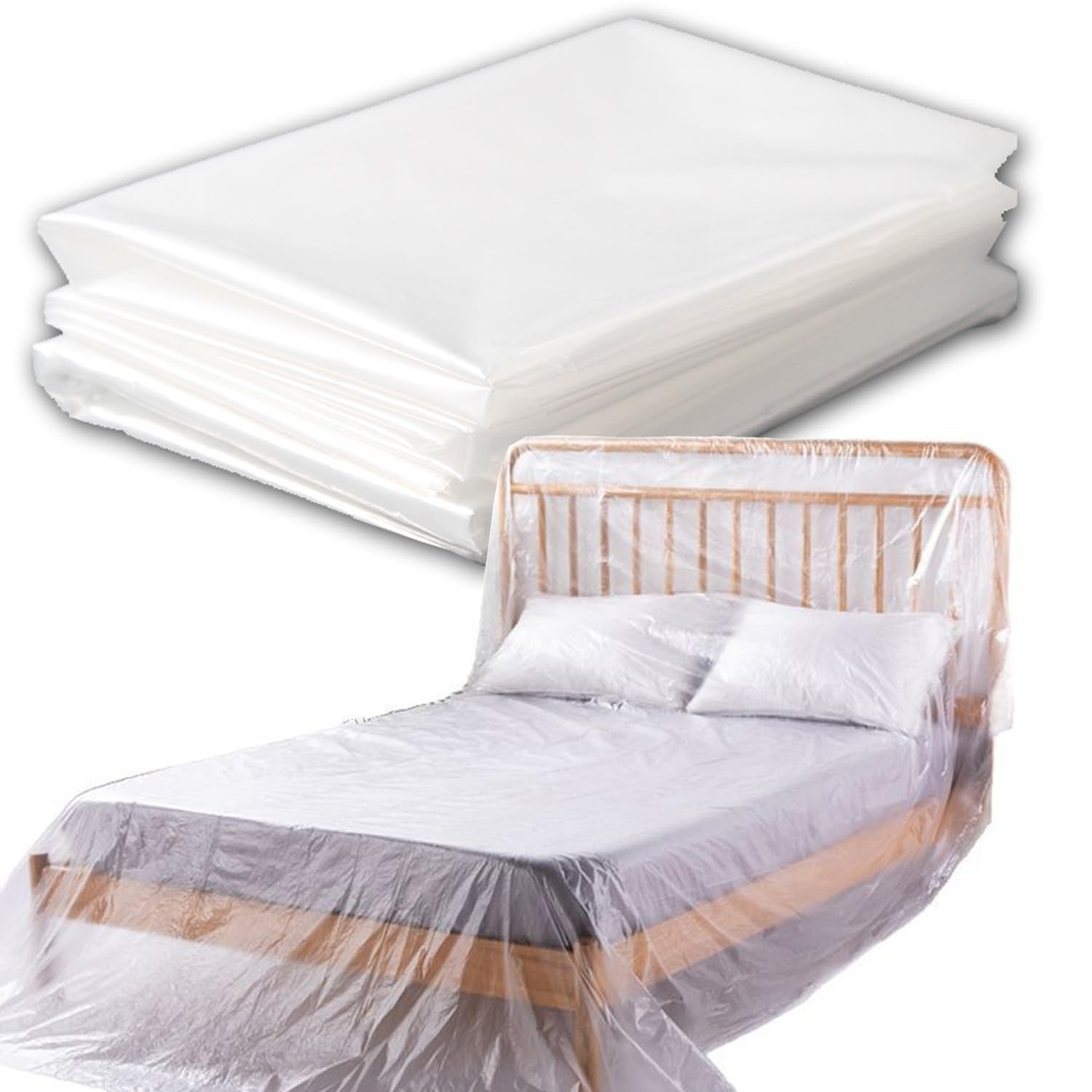 Photo 1 of 18 Pack Drop Cloth Plastic Sheeting, 9 x 12 FT Heavy Duty Painters Tarp, Waterproof Dustproof Furniture and Floor Protection Cover, Tear-Resistant Plastic for Painting and Renovation