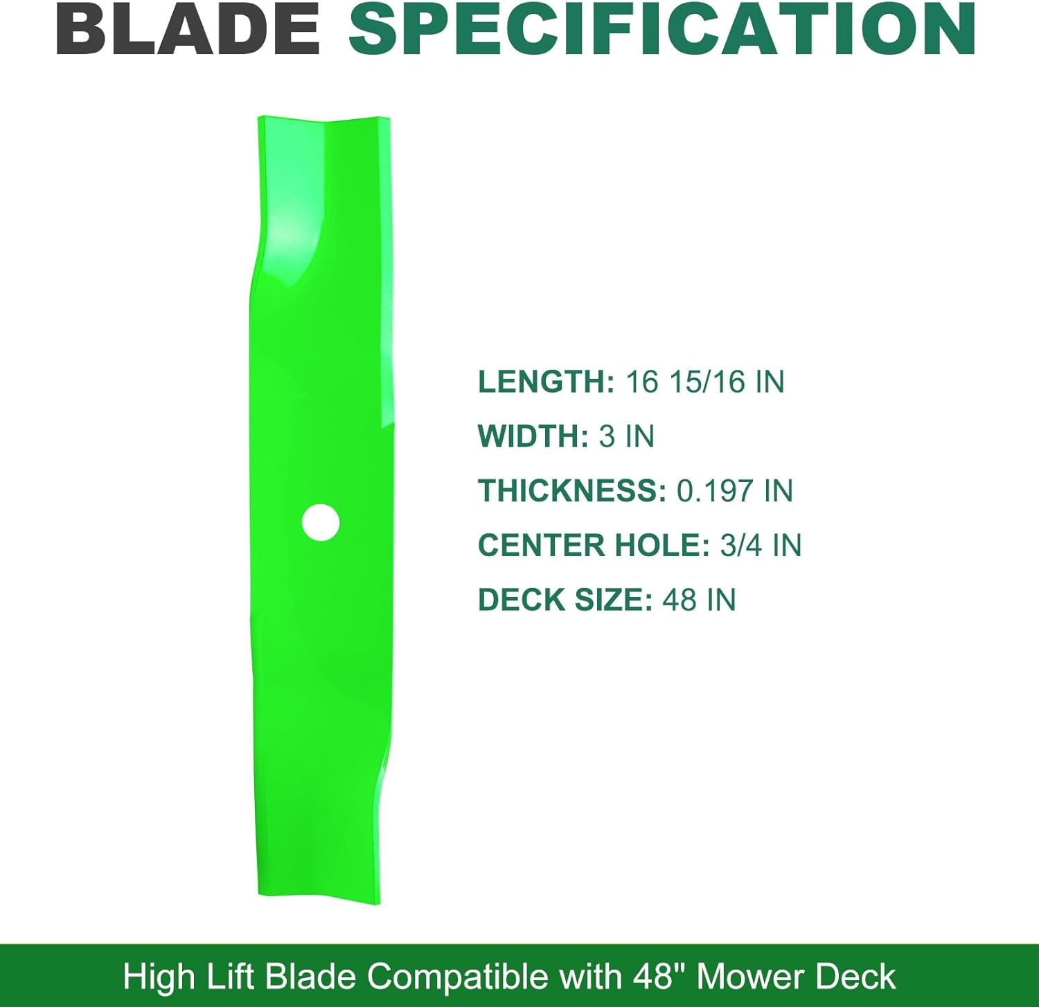 942-04417 742-04417 01005336 01005336P 02005017 942-04417A High Lift Blades Compatible with MTD Cub Cad et 48 inch Cut Decks Cub Cad et GT-2148 Z-Force L48 Craft sman Z8200 (3 Pack)
