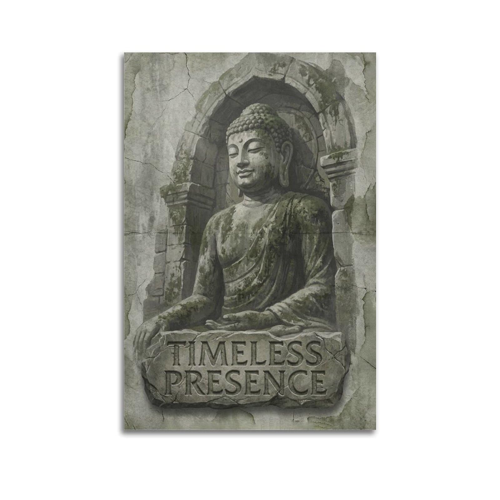 XKUGA Stone Buddha Poster Temple Relief Timeless Meditation Modern Decorative Canvas Prints - Ideal Wall Art for Family, Man Cave, Game Room, Boys & Girls Bedroom 12x18inch(30x45cm)