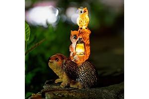 11 Inches Outdoor Yard Squirrel Statue Resin Solar Figurines for Garden Patio Decor